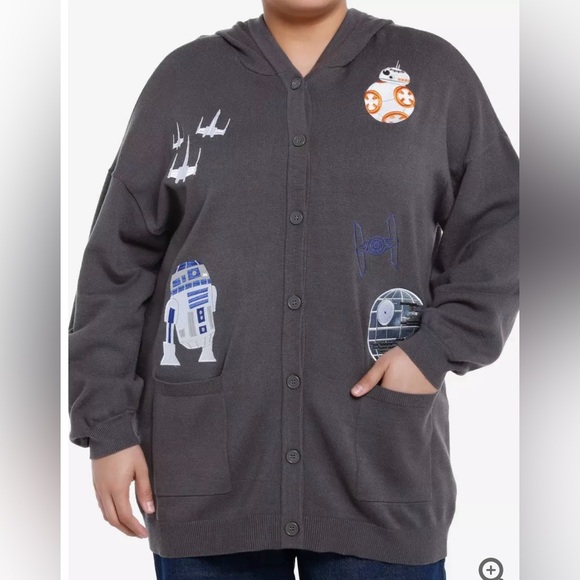 🍂NEW Her Universe Star Wars Droids Hooded Cardigan Plus Her Universe Exclusive - Picture 1 of 2